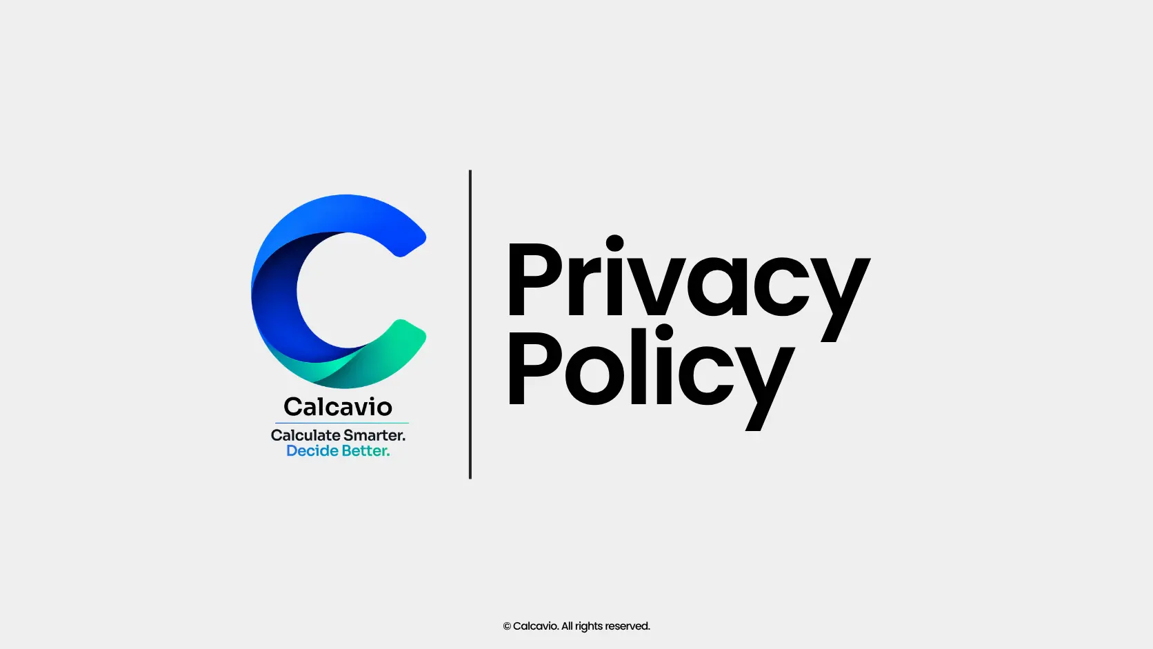 Calcavio Privacy Policy showing calculator data staying private inside a web browser