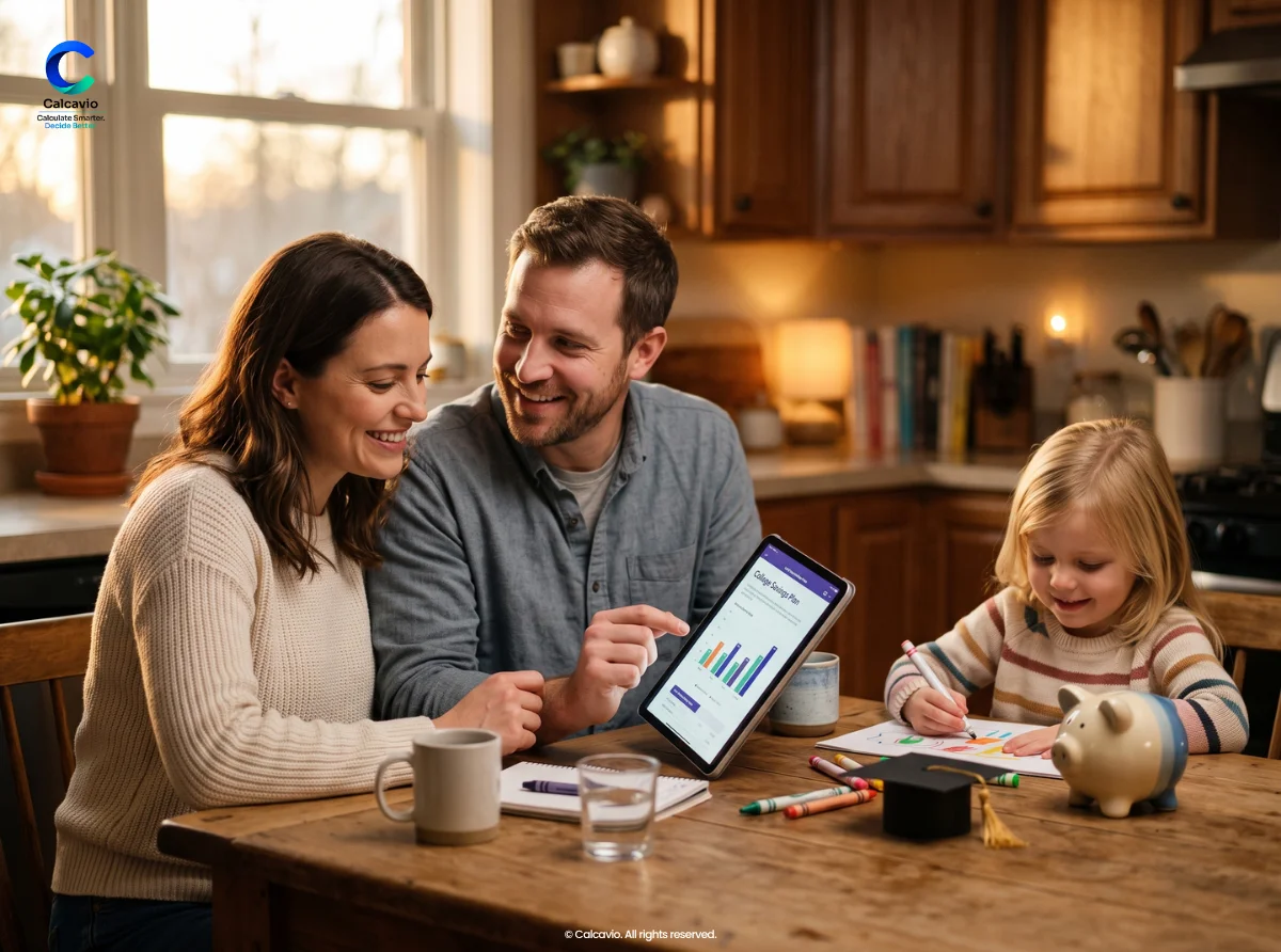 Parents using savings calculators to plan their child's 529 college fund